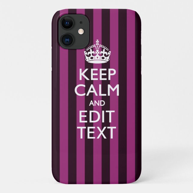 Personalized KEEP CALM Your Text on Pink Fuchsia Case-Mate iPhone Case (Back)