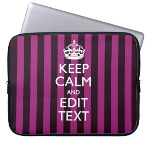 Personalized KEEP CALM Your Text on Pink Fuchsia Laptop Sleeve