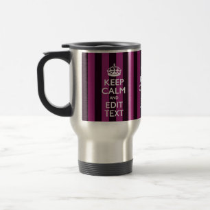 Personalized KEEP CALM Your Text on Pink Fuchsia Travel Mug