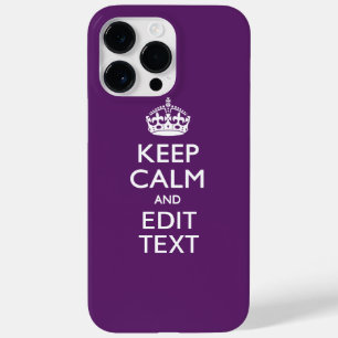 Personalized KEEP CALM Your Text on Purple Decor Case-Mate iPhone 14 Pro Max Case