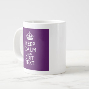 Personalized KEEP CALM Your Text on Purple Decor Large Coffee Mug