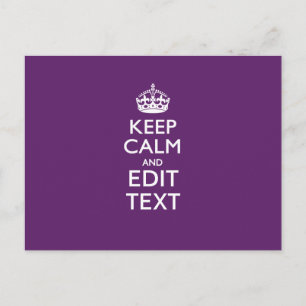 Personalized KEEP CALM Your Text on Purple Decor Postcard