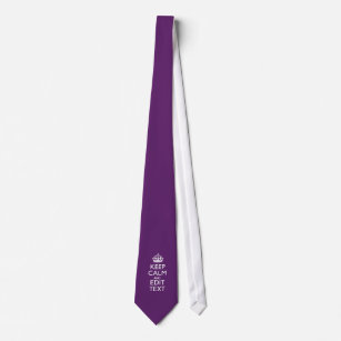 Personalized KEEP CALM Your Text on Purple Decor Tie
