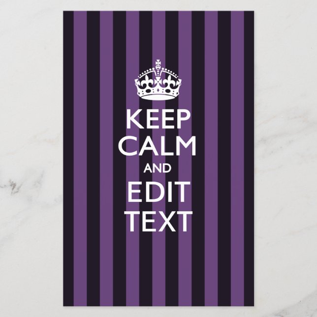 Personalized KEEP CALM Your Text on Purple Stripes Flyer (Front)