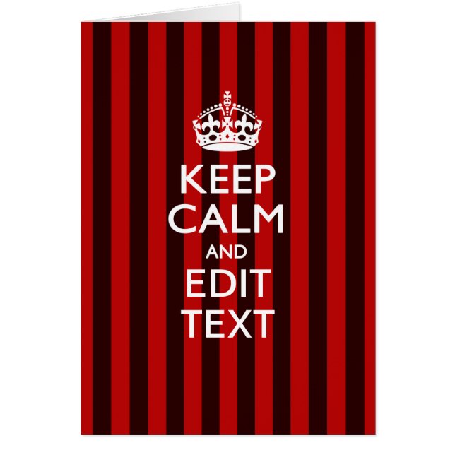 Personalized KEEP CALM Your Text on Red Stripes (Front)