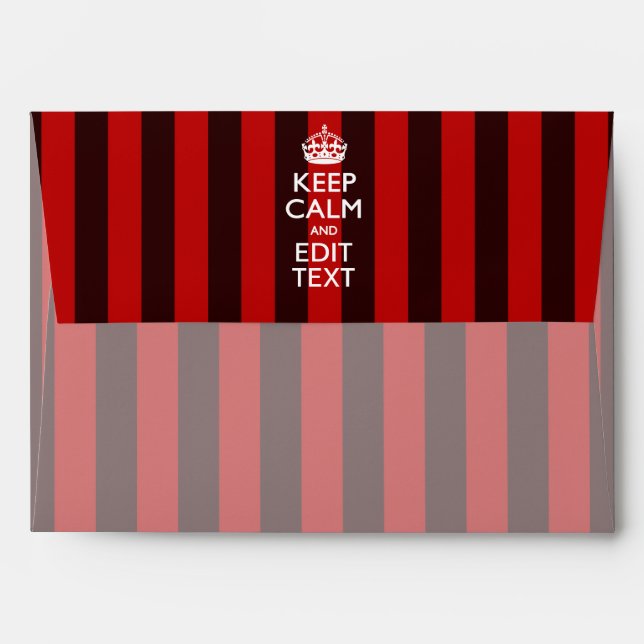 Personalized KEEP CALM Your Text on Red Stripes Envelope (Back (Top Flap))