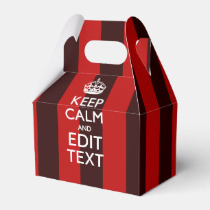 Personalized Keep Calm Your Text on Red Stripes Favor Box