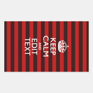 Personalized Keep Calm Your Text on Red Stripes Sticker