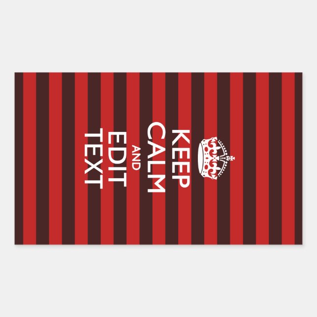 Personalized Keep Calm Your Text on Red Stripes Sticker (Front)