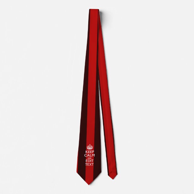 Personalized Keep Calm Your Text on Red Stripes Tie (Front)