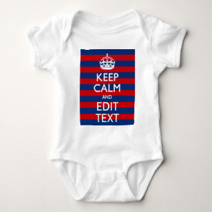 Personalized KEEP CALM Your Text on Stripes Baby Bodysuit