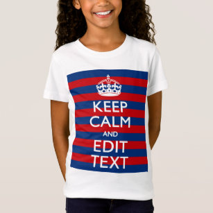 Personalized KEEP CALM Your Text on Stripes T-Shirt