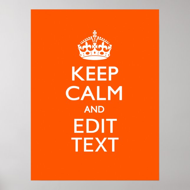 Personalized KEEP CALM Your Text Orange Decor (Front)