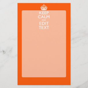 Personalized KEEP CALM Your Text Orange Decor Stationery