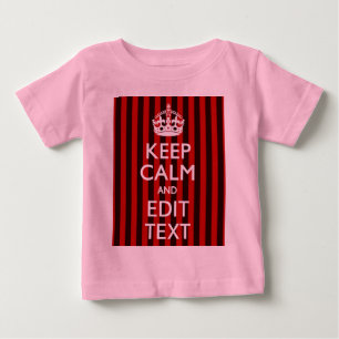 Personalized Keep Calm Your Text Red Stripes Decor Baby T-Shirt
