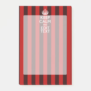 Personalized Keep Calm Your Text Red Stripes Decor Post-it Notes