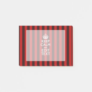 Personalized Keep Calm Your Text Red Stripes Decor Post-it Notes