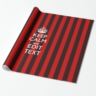 Personalized Keep Calm Your Text Red Stripes Decor Wrapping Paper