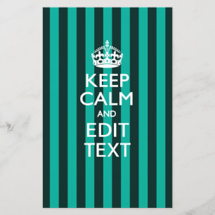 Personalized KEEP CALM Your Text Turquoise Stripes Flyer