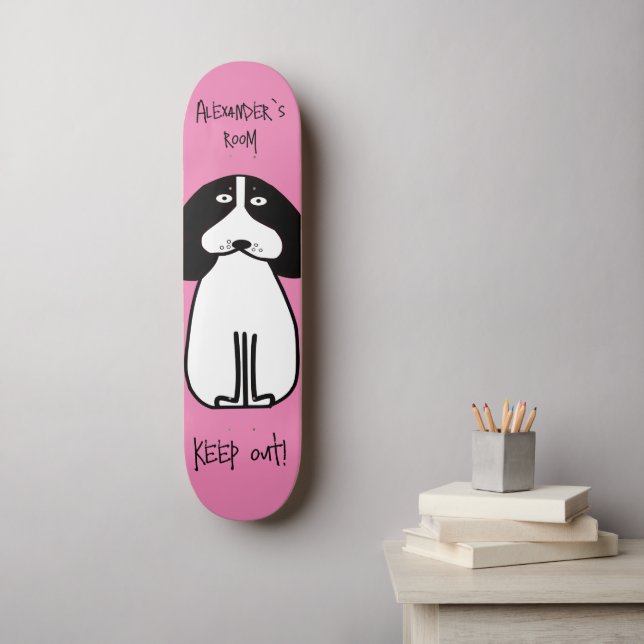 Personalized "Keep Out" Dog Room Sign Skateboard (Wall Art)