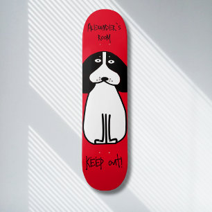 Personalized "Keep Out" Dog Room Sign Skateboard