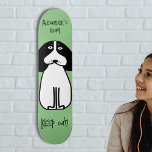 Personalized "Keep Out" Dog Room Sign Skateboard<br><div class="desc">Add a playful touch to your space with this custom "Keep Out" Dog Room Sign Skateboard Deck. Perfect for dog lovers and skateboarding enthusiasts alike, this deck features a cute black-and-white dog illustration on vibrant backgrounds. The messages "Alexander's Room" and "Keep Out!" clarify whose space this is, adding a fun...</div>
