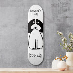 Personalized "Keep Out" Dog Room Sign Skateboard<br><div class="desc">Add a playful touch to your space with this custom "Keep Out" Dog Room Sign Skateboard Deck. Perfect for dog lovers and skateboarding enthusiasts alike, this deck features a cute black-and-white dog illustration on vibrant backgrounds. The messages "Alexander's Room" and "Keep Out!" clarify whose space this is, adding a fun...</div>