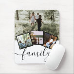 Personalized Keepsake 4 Photo Collage Family Mouse Pad<br><div class="desc">Photo collage with 4 template options and typography text saying family - perfect photo mouse pad from Ricaso</div>