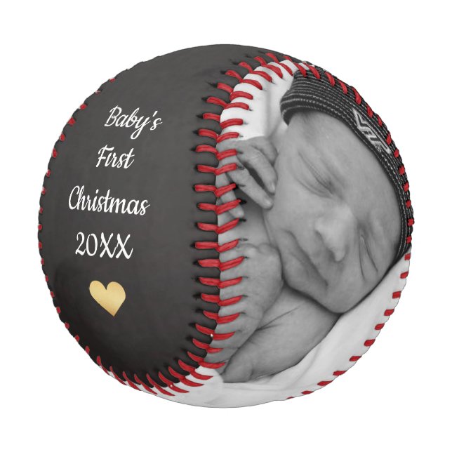 Personalized Keepsake Babys 1st Christmas Baseball (Angled)
