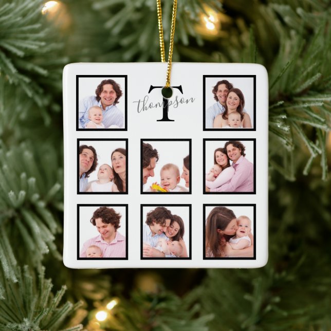 Personalized Keepsake Family Photo Collage Ceramic Ornament (Tree)