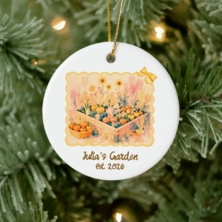 Personalized Keepsake Garden Gift. Abstract Art Ceramic Ornament