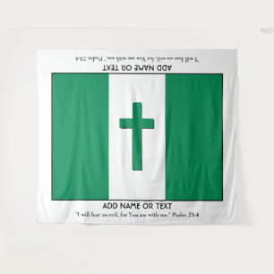 Personalized Keepsake NIGERIA FLAG with Cross Tapestry