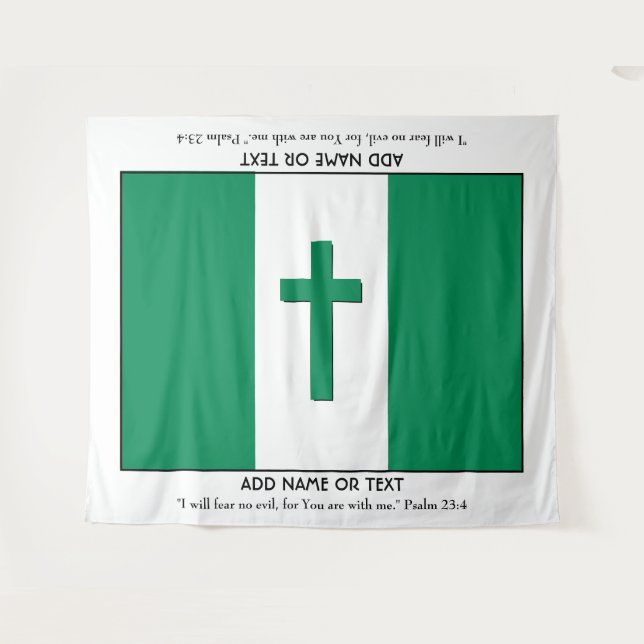 Personalized Keepsake | NIGERIA FLAG with Cross Tapestry (Front (Horizontal))