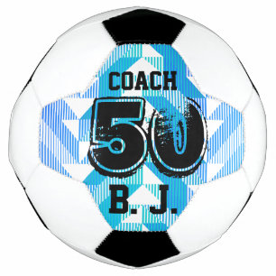 Personalized Keepsake Teal Blue Stripes Soccer Ball