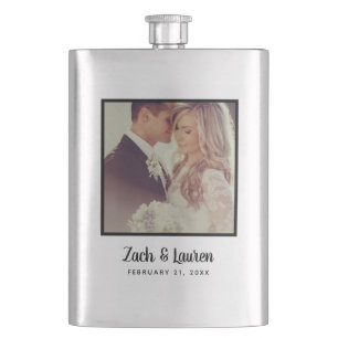 Personalized Keepsake Wedding Photo and Monogram Hip Flask