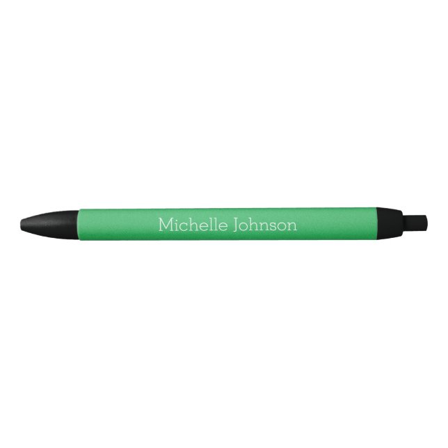 Personalized Kelly Green Grainy Texture Black Ink Pen (Front)