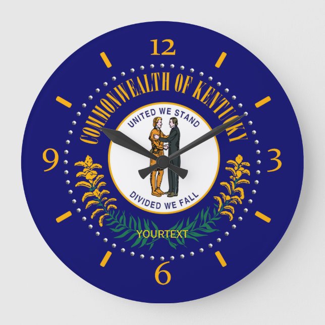 Personalized Kentucky State Flag Design on Large Clock (Front)