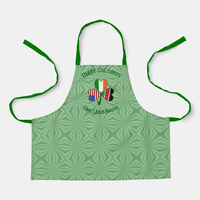 Personalized Kenya Ireland USA Shamrock Apron (Front)