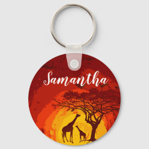 Personalized Key Chain African Safari Giraffe Suns