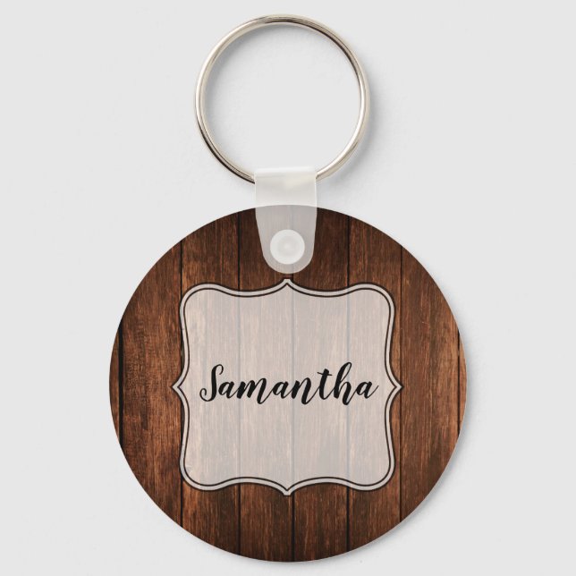 Personalized Key Chain Barn Wood Country Rustic (Front)