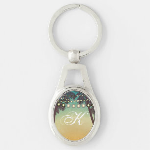 Personalized Key Chain Beach Sunset Palm Tree Stri