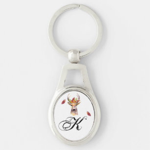 Personalized Key Chain boho deer Buck head Brownin