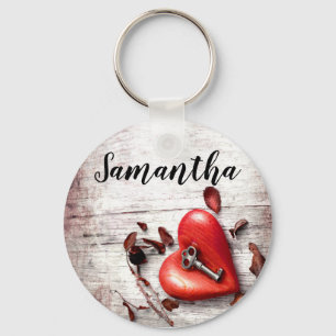 Personalized Key Chain Country Wood Key to my Hear