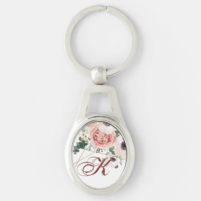 Personalized Key Chain Geometric Garden Rose Anemo (Front)