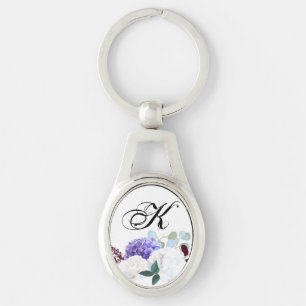 Personalized Key Chain Lavender Hibiscus on Whit