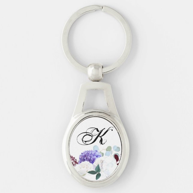 Personalized Key Chain Lavender Hibiscus on Whit (Front)