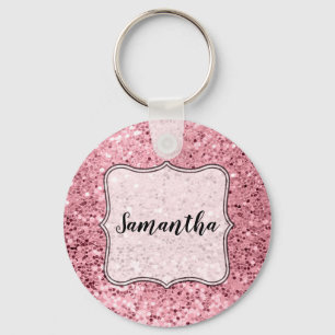 Personalized Key Chain Rose Gold Glitter