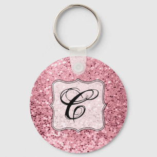 Personalized Key Chain Rose Gold Glitter