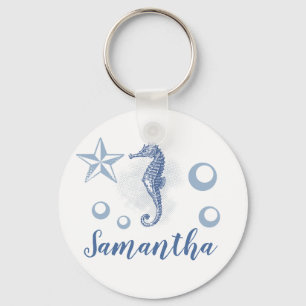 Personalized Key Chain Seahorse Sea Ocean Beach
