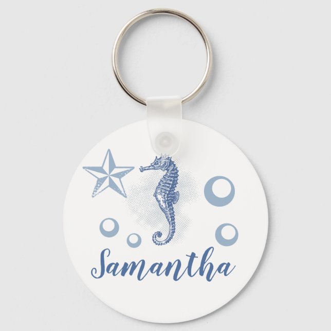 Personalized Key Chain Seahorse Sea Ocean Beach (Front)